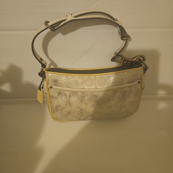 Coach Metallic Silver Monogram Baguette Demi Bag 2182 purse Y2K - Picture 3 of 16